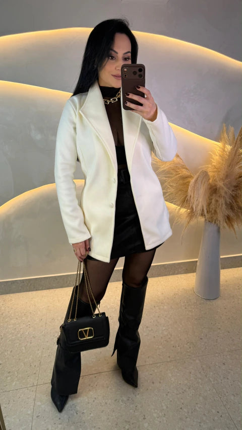 Sobretudo Alice Off White com Botões Frontais encapados