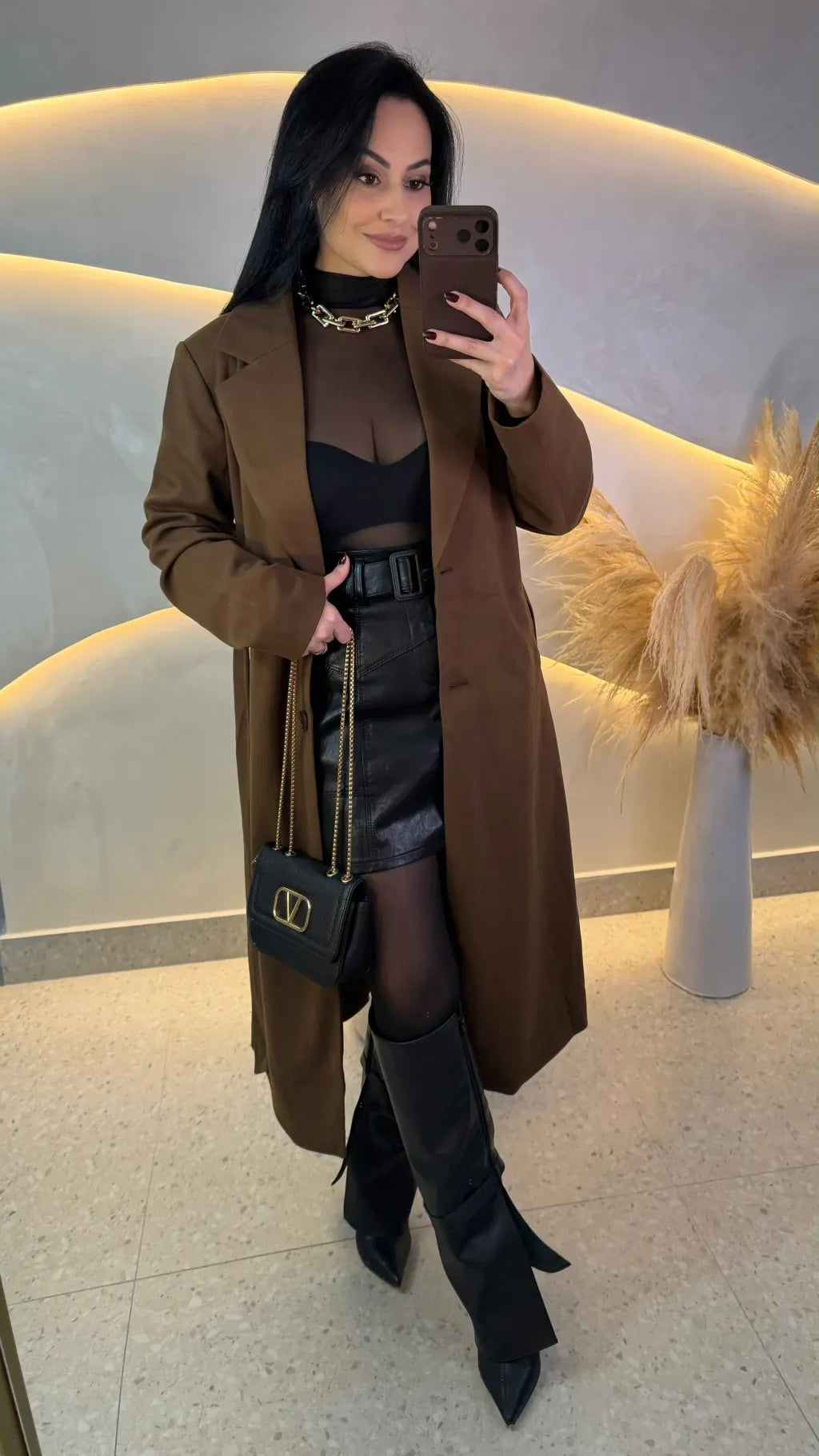 Trench Coat Mídi Nude com Faixa para Amarração