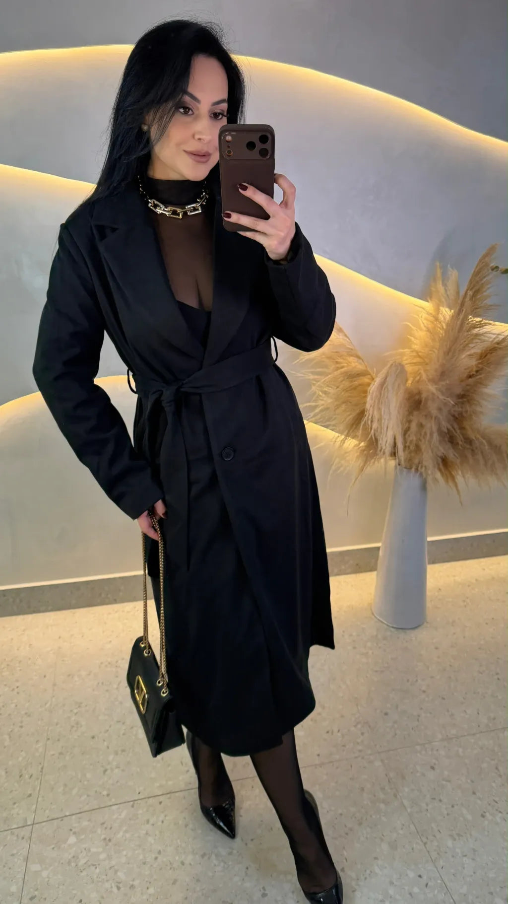 Trench Coat Mídi Nude com Faixa para Amarração